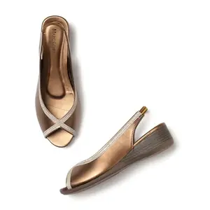 Marc Loire Women's Open Toe Block Heel Metallic Fashion Sandals for Everyday (Copper, 8)
