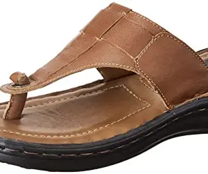 Amazon Brand - Symbol Mens Leather Flat Sandal (SY-AW21-HMP-007_Tan_6)