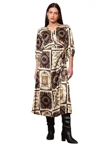 PURVAJA Women’s Satin Brown Dress (Floe-062-Brown_X-Large)