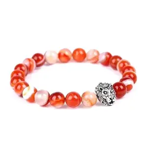 ASTROGHAR Red Sulemani Hakik King Agate Lion Head Crystal Bracelet For Men And Women
