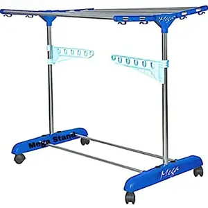 Jeroal Cloth Drying Stand, Portable Stainless Steel 1 Tier Foldable Clothes Dryer Rack Clothes Stand for Drying (Blue)