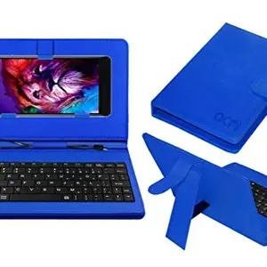 ACM Keyboard Case Compatible with Akshat Blackbear A6 Glam Mobile Flip Cover Stand Plug & Play Device for Study & Gaming Blue