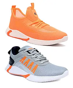 Camfoot Men's (9370-9310) Multicolor Casual Sports Running Shoes 9 UK (Set of 2 Pair)