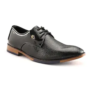 marching toes Patent Oxfords Textured Shoes for Men's Black