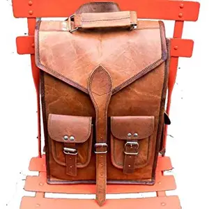 ZNT BAGS ,Brown Vintage Leather Backpack Laptop Messenger Bag Rucksack
