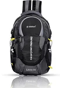 matsun Large 55 L Laptop Backpack Premium Waterproof Bag For Travelling Trekking Black