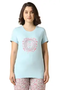 Van Heusen Women's Relaxed Fit T-Shirt (55413_Blue