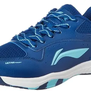 Li-Ning Ultra Power Non-Marking Badminton Shoe|Indoor Sports|Stability Heel, Prototypical Sole, Lightweight Shoe (Blue/SEA Blue,UK 4)