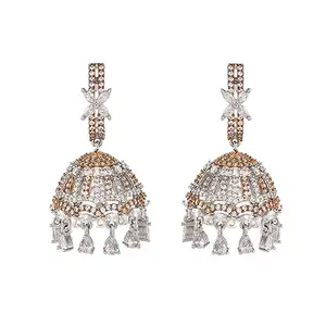 Voylla Sparkling Elegance CZ Adorned Casual Jhumki Earrings