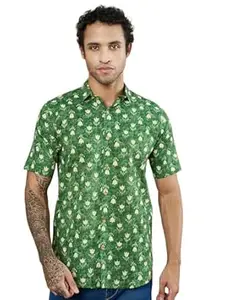 COTLAND Fashions Jaipuri Cotton Printed Half Sleeves Classic Collar Shirt for Men