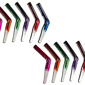 Jiyansh Traders Plastic 12 Piece Premium Plastic Folding Hair Comb For Pocket Base Hair Comb Used For Both Men & Women, Boys & Girls (Multicolor3)