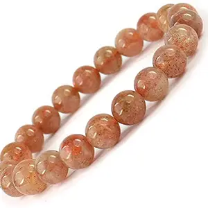 Divine Crystal Treasures Natural Sun Stone Crystal Bracelet for Positivity, Success, Chakra Healing and Meditation - Unisex Strechable Pure Natural Lab Certified Crystal Bracelet