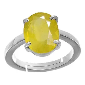 RRVGEM RRVGEM YELLOW SAPPHIRE RING Certified Natural 13.25 Ratti Certified Unheated Untreatet Yellow Sapphire Pukhraj Gemstone Ring SILVER PLATED Ringfor Women's and Men's LAB -CERTIFIED