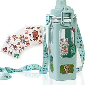 Kawaii Water Bottle With Straw And Sticker 23.6Oz No Leak Large