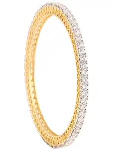 Ratnavali Jewels Beautiful CZ Studded Gold Plated Traditional White Bangles Set for Women RV325W (2.8)