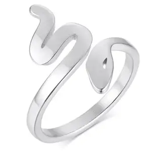 Asma Jewel House 2MM stainless steel open ring snake ring for Women (Silver)