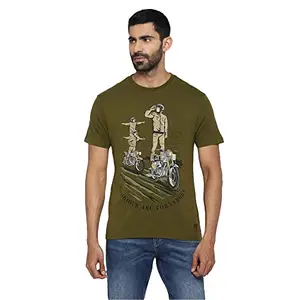 Royal Enfield Cotton Regular Fit T-Shirt for Mens (Green, Large)