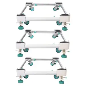 HG TECHNO SERVICES HGTS Refrigerator Trolley/Stand with Wheels, 100% Metal Body, Load Capacity Upto 150 Kg, Adjustable Mechanism for All Front/Top Load Refrigerator (Pack of 3)