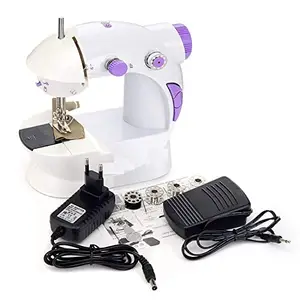 Sewing machine for home tailoring | mini electric silai machine with foot pedal | portable stitching machine (White and Purple)