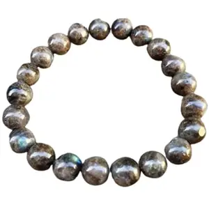 RRJEWELZ Natural Chocolate Moonstone Round Shape Smooth Cut 10mm Beads 7.5 inch Stretchable Bracelet for Healing, Meditation, Prosperity, Good Luck | STBR_02636