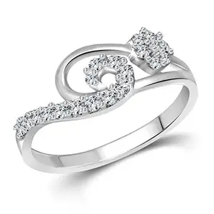 Vighnaharta Valentine Day Gift valentineday Gift for him Gift for Women Gift for Men Flora Tune CZ Silver and Rhodium Plated Ring -VFJ1039FRR