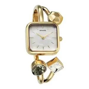 Sonata Aura 2.0 Quartz White Dial Gold Stainless Steel Strap Analog Watch for Women - 87097YM01W