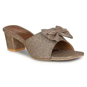 THE ALL WAY Women's & Girls Stylish Dazzling Bow Fancy Block Heel Comfortable & Trendy Party Ladies Summer Fashion Sandals.