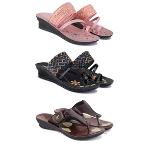 Women's Comfortable Sandal,Casual Lightweight Sandal for Everyday Wear for women's(GR-(COMBO-3)-1950-1952-1963-7)