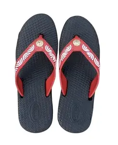 Women & Girl's Stylish and Comfortable Hawai Daily Use Casual Slipper,Black & Red(No-6)