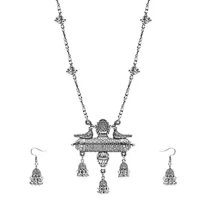 Yellow Chimes Jewellery Set for Women and Girls Traditional Silver Oxidised Jewellery Set | Silver Oxidized Necklace Set | Birthday Gift For Girls & Women Anniversary Gift for Wife
