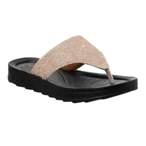AEROWALK Stylish Fashion Slipper for Women | Comfortable| Lightweight | Anti Skid | Casual Office Footwear (DI54_BEIGE_37)