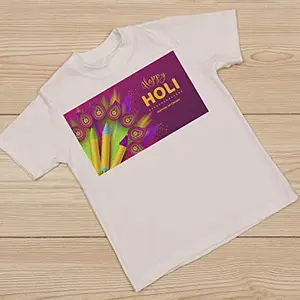 Goodness Grocery Holi hai T-Shirts for Men | Holi Hai T-Shirts for Boys | Colorful T-Shirts | Holi Dryfit Strechable T-Shirts | Color - White with Multicolor Designs