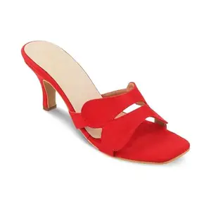 tresmode Dance Red Women's Dress Heel Sandals Step into Elegance Confidently!|| Size (EU-37/UK-4/US-6)