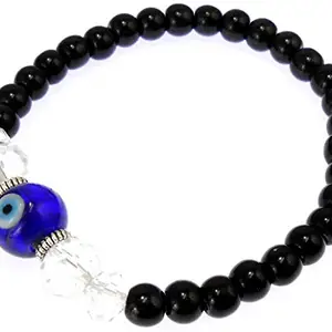 JAZ Handmade Evil Eye Black Beads & Clear Beads Bracelet-Buri Nazar-Buri Drishti-Good Luck Protection Beads Bracelet