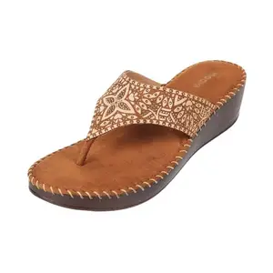 Mochi Women Tan Ethnicwear Wedge Heel Fashion Sandal UK/4 EU/37 (44-100)