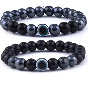 Homeistic Applience Stone Beads, Peridot Bracelet (Pack of 2) ghanmetal Black bracelet