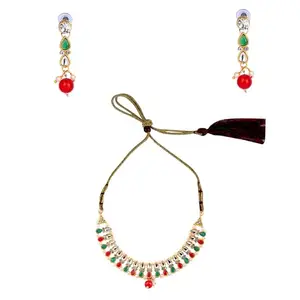 Amoura Necklace Set For Women | Pearls jewellery set for Women | Gold plated Jewellery Set | jewellery set for Women Traditional (Multi Bund)