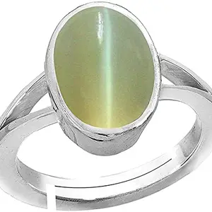 Stone Place 12.00 Ratti 11.47 Carat Cat�s Eye Ring Lehsunia Ketu Stone Cats Eye Original Natural Oval Silver Plated Ring Cat�s Eye Precious Astrological Stone Adjustable Ring Size 16-38