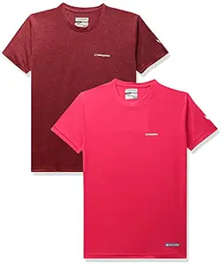 Charged Brisk-002 Melange Round Neck Sports T-Shirt Rust Size Xs And Charged Pulse-006 Checker Knitt Round Neck Sports T-Shirt Red Size Xs