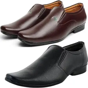 Vitoria Men's Synthetic Leather Slip-On Formal Shoes for Men's and Boys/Office Shoes/Suit Shoes/Dress Shoes/Party Shoes Black