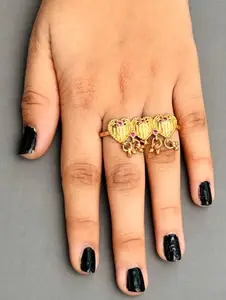 GRESHA Gold Plated Bridal Jewellery of Traditional Ethnic Adjustable Rings for Girls and Women