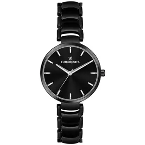 TIMESQUARTZ Stainless Steel Analog Wrist Watch A-152 Black Case Black Dial for Womens