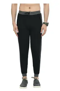 Mens Cotton Solid Regular Fit Lower/Track Pants (Pack of 1) Black1