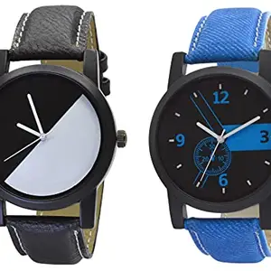 FEMEO Pack of 2 Excellent Quality mplticolor dial & Leather Belt Watches for Man & Boy's(O-7-8,Multicolor)
