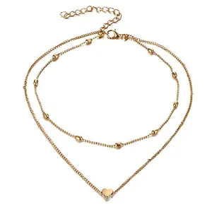 Jewels Galaxy Heart Multi Layered Gold Plated Necklace for Women/Girls (CT-NCKK-44086)