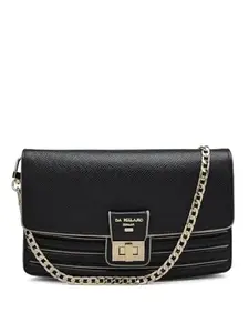Da Milano Genuine Leather Black Women Sling Wallet (10252)
