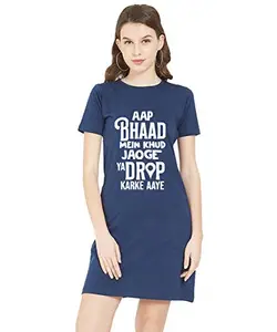 Stylish Cotton Blend Printed T-Shirt for Women | Casual Wear | Soft & Comfortable Fabric | Trendy Short Sleeve (Navy Blue_Large_Pack of 1)#9677