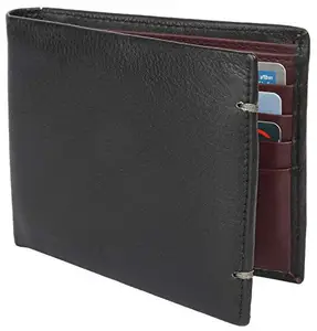 Men Black Genuine Leather RFID Wallet 8 Card Slot 2 Note Compartment Saiqa3011