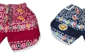 RK Fashion KESTOPUR Women's Maroon & Multicolored Printed Cotton Drawstring Waist Shorts - Comfortable & Stylish Summer Shorts XL Size