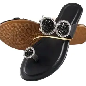 Women's Knitted Mule Slippers, Slip-on House Elite Women Flats (BLACK, UK Footwear Size System, Adult, Women, Numeric, Medium, 4)